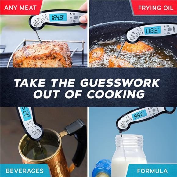 Meat Instant Read Thermometer Waterproof Alarm with Backlight Calibration - Picture 7 of 7